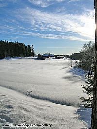 Vinter vy av bondgrd